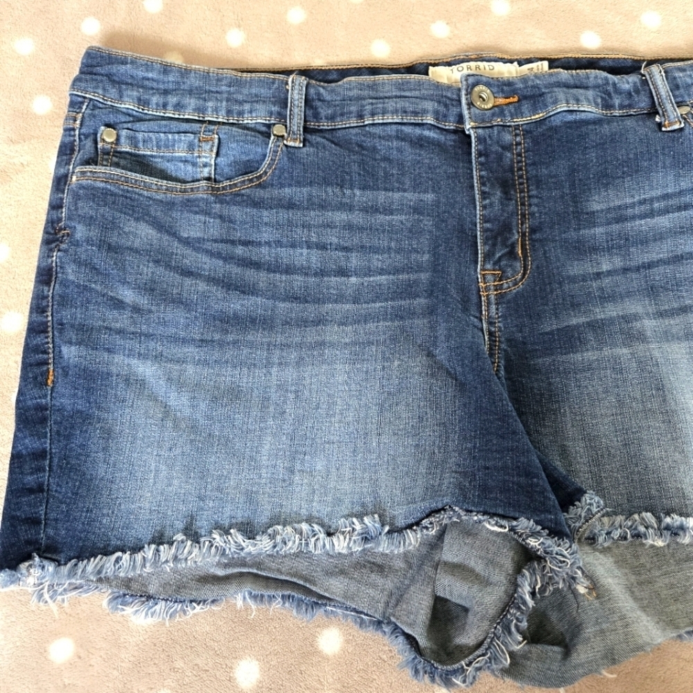 Torrid Blue Jean Shorts | Size 24 | Frayed Hem - Picture 4 of 14